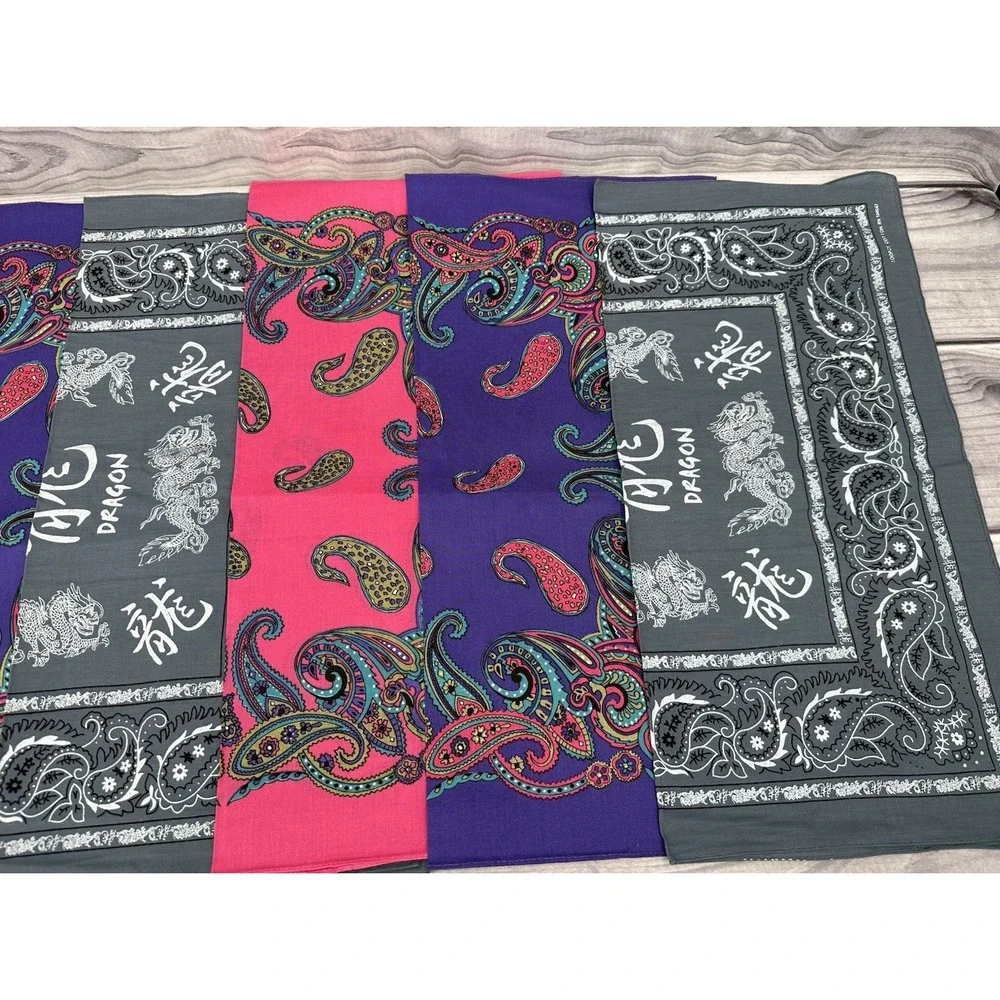LOT OF 6 VINTAGE 100%‎ COTTON BANDANAS / HANKERCHIEFS-MULTI COLOR-BRAND NEW  *21